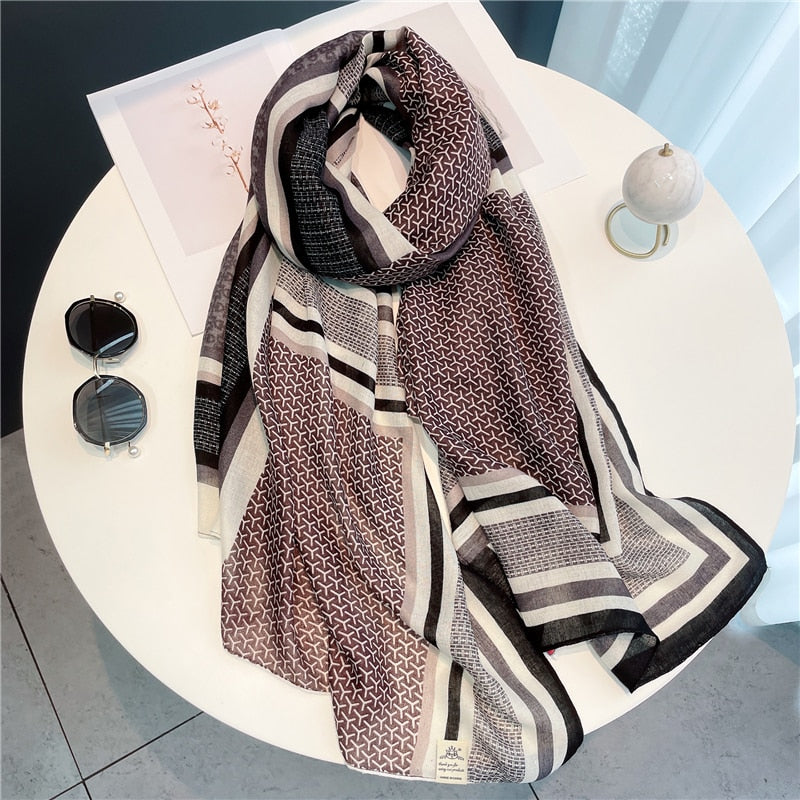 2022 New Design Brand Women Scarf Fashion Print Cotton Spring Winter Warm Scarves Hijabs Lady Pashmina Foulard Bandana Plaid 0 DailyAlertDeals YM190-1 180x90cm 