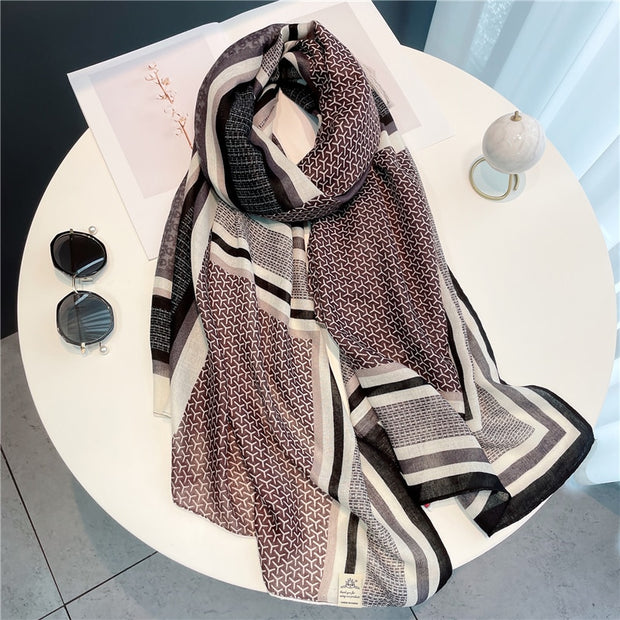 2022 New Design Brand Women Scarf Fashion Print Cotton Spring Winter Warm Scarves Hijabs Lady Pashmina Foulard Bandana Plaid 0 DailyAlertDeals YM190-1 180x90cm 