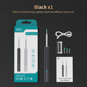 NE3 Ear Cleaner High Precision Ear Wax Removal Tool with Camera LED Light Wireless Otoscope Smart Ear Cleaning Kit ear cleaner DailyAlertDeals Black  