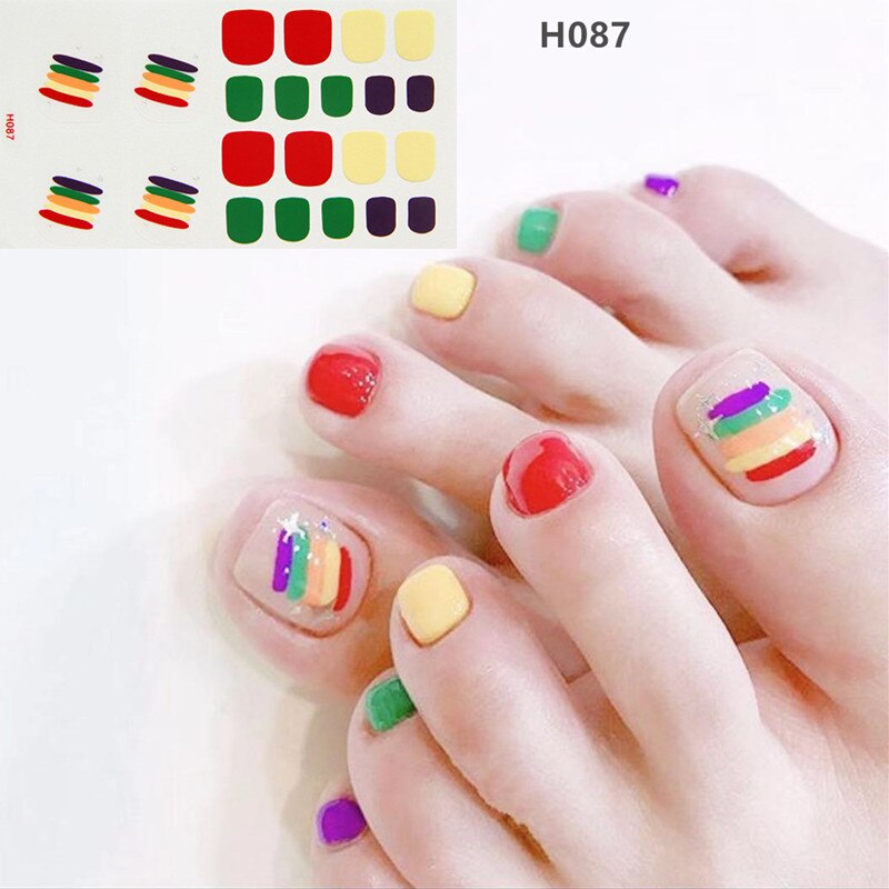 22tips Korea Toe Nail Sticker Wraps Adhesive Decals Toenail Polish Strips DIY Pedicure Foot Decals Manicure Women nail art DailyAlertDeals H087  