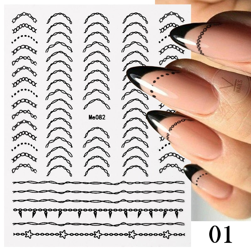 French 3D Nail Decals Stickers Stripe Line French Tips Transfer Nail Art Manicure Decoration Gold Reflective Glitter Stickers nail art DailyAlertDeals 01 1  