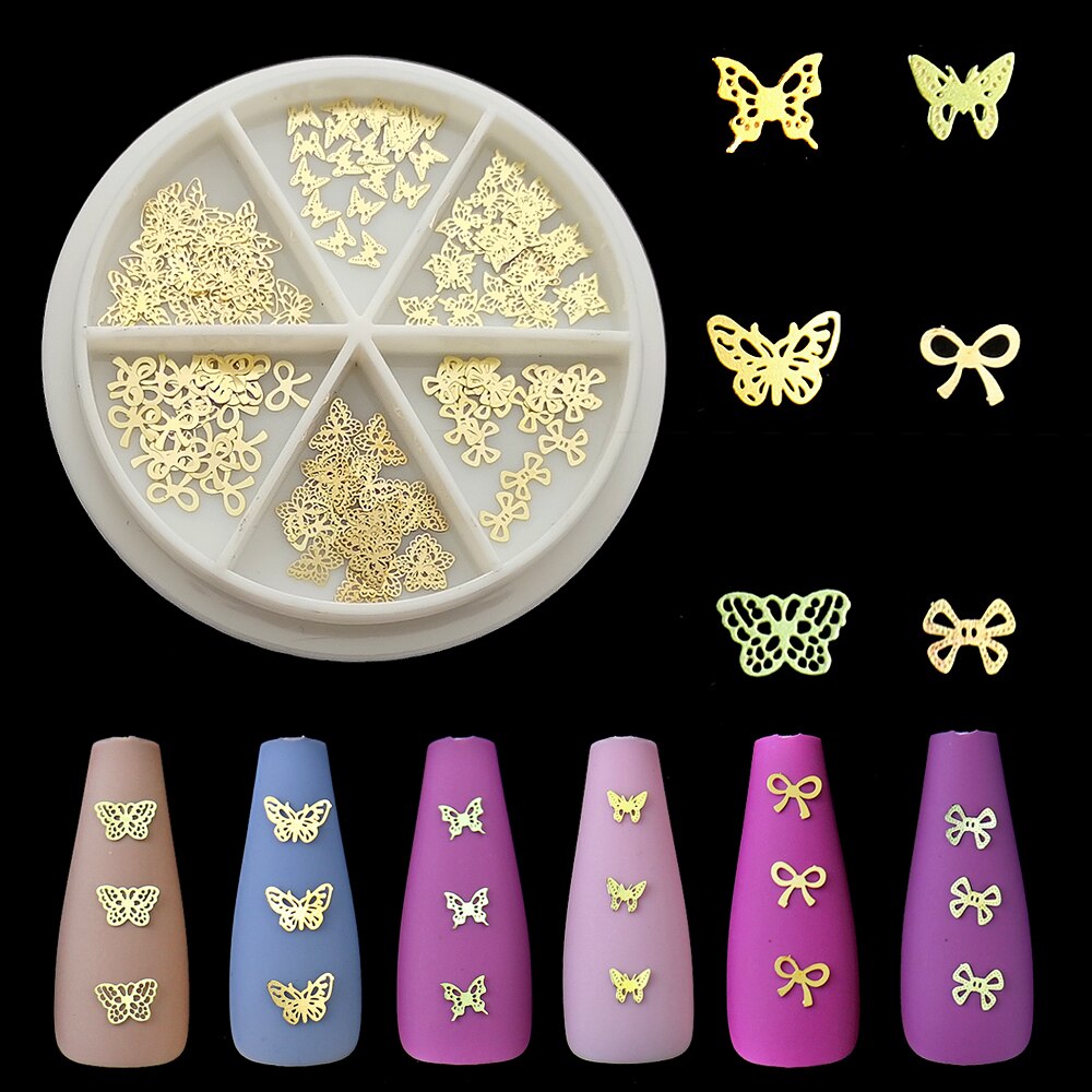 100Pcs/Lot Gold Metal Nail Decals Ultra-thin Flakes Nail Bling Rhinestone Cute 3D Nail Art Decorations Charm Nail Art Rivets 0 DailyAlertDeals 816-02  