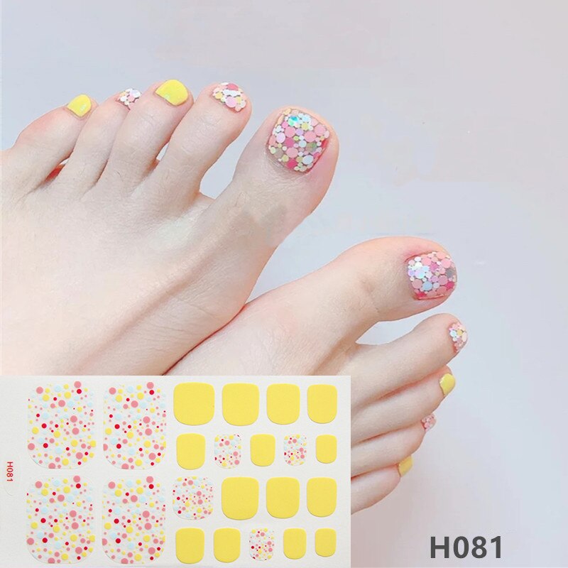 22tips Korea Toe Nail Sticker Wraps Adhesive Decals Toenail Polish Strips DIY Pedicure Foot Decals Manicure Women nail art DailyAlertDeals H081  