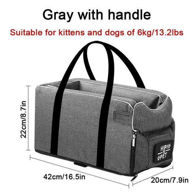 Portable Cat Dog Bed Travel Central Control Car Safety 0 DailyAlertDeals grey with handle 42x20x22cm United States