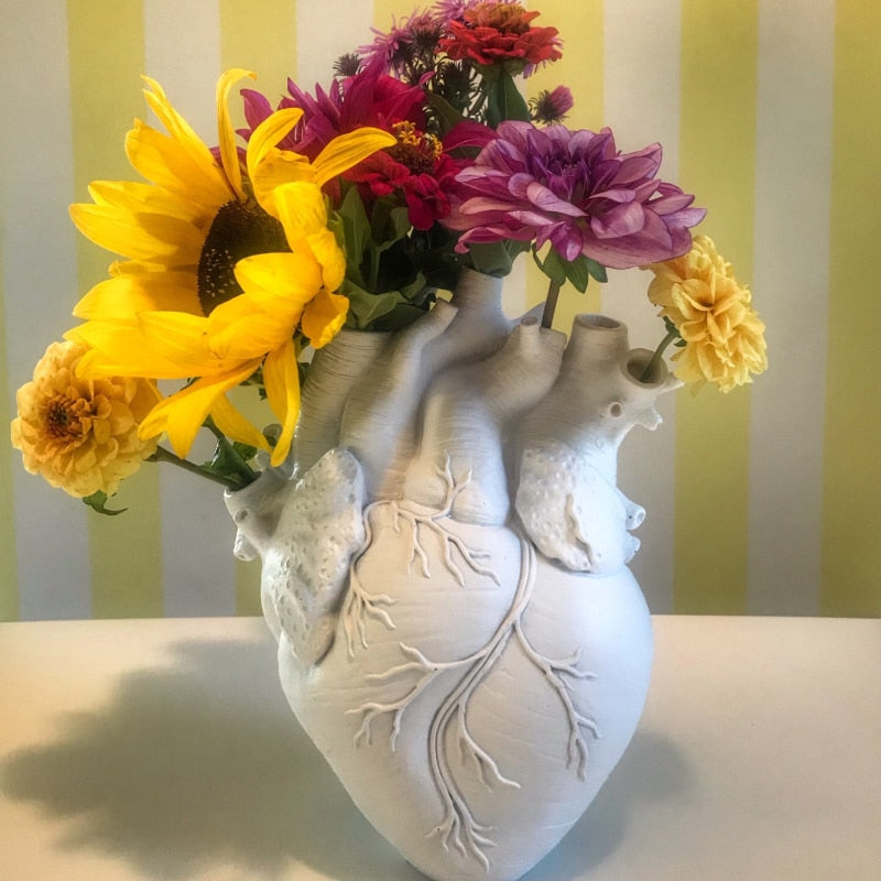 Heart Shape Flower Vase Resin Vase Dried Flower Container Vases Pots Body Sculpture Desktop Flower Pot Home Decoration Ornaments Nordic Ceramic Vase DailyAlertDeals   
