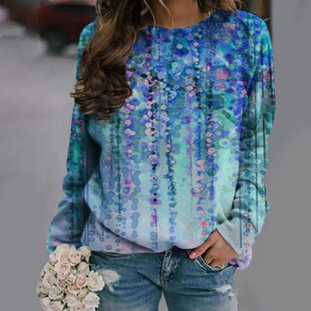 Women&#39;s Personality Liu Su Print Plus Size Pullover Top XS-5XL 0 DailyAlertDeals Blue XS 