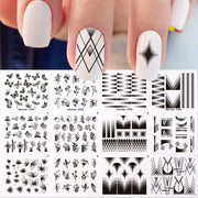 12 Designs Nail Stickers Set Mixed Floral Geometric Nail Art Water Transfer Decals Sliders Flower Leaves Manicures Decoration 0 DailyAlertDeals D009  