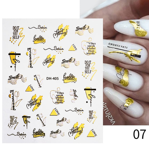 Harunouta Gold Leaf 3D Nail Stickers Spring Nail Design Adhesive Decals Trends Leaves Flowers Sliders for Nail Art Decoration 0 DailyAlertDeals D07  