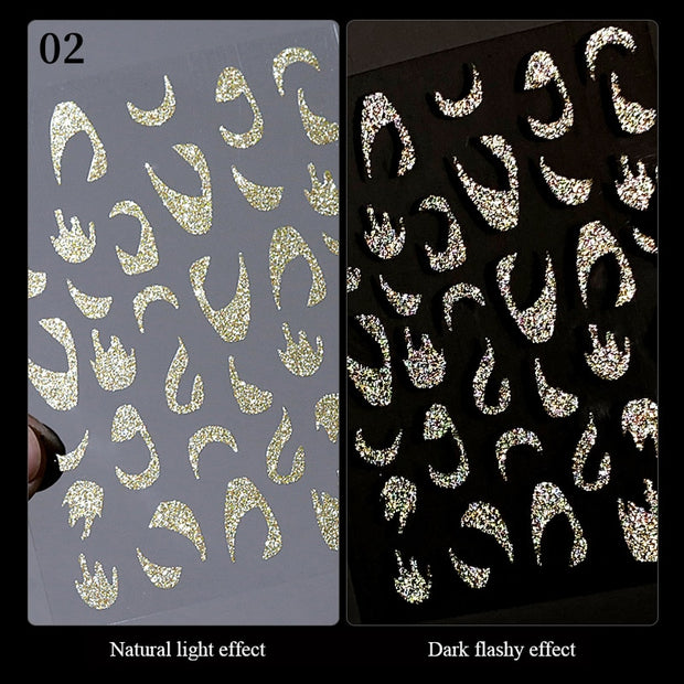 The New Heart Love Design Gold Sliver 3D Nail Art Sticker English Letter French Striping Lines Trasnfer Sliders Valentine Decor Nail Stickers DailyAlertDeals Reflective 02  