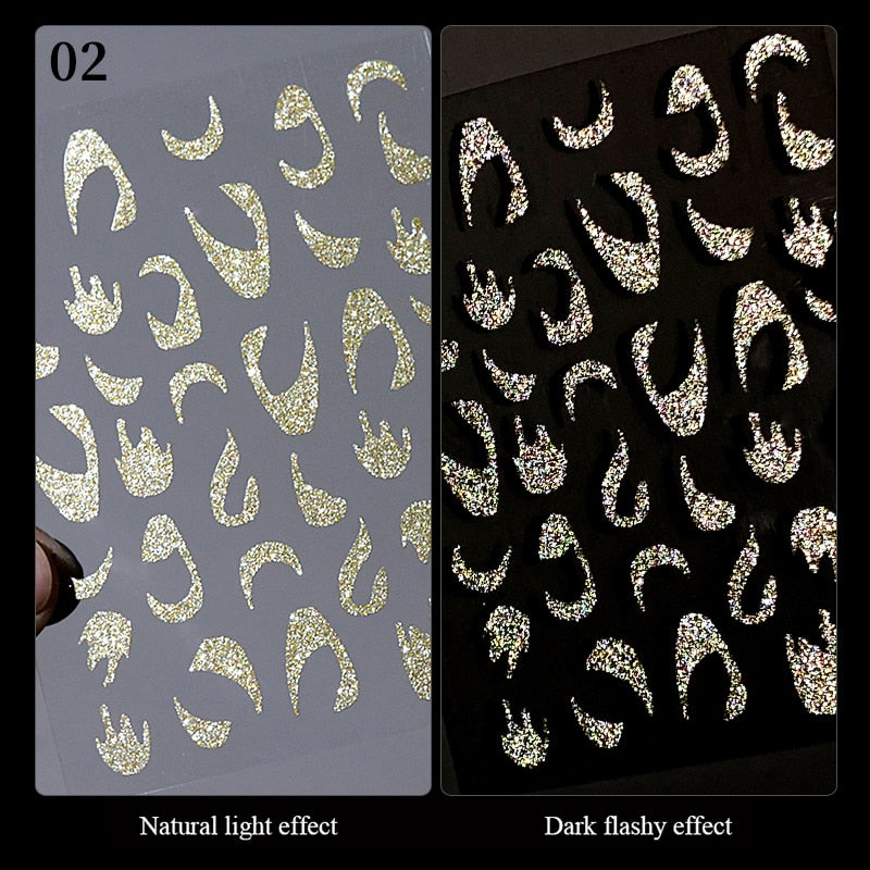 French 3D Nail Decals Stickers Stripe Line French Tips Transfer Nail Art Manicure Decoration Gold Reflective Glitter Stickers nail art DailyAlertDeals 02  