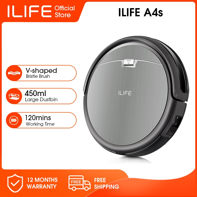 ILIFE A4s Robot Vacuum Cleaner  Hard Floor Large Dustbin, Auto Recharge Household Tools,Applicance 0 DailyAlertDeals   