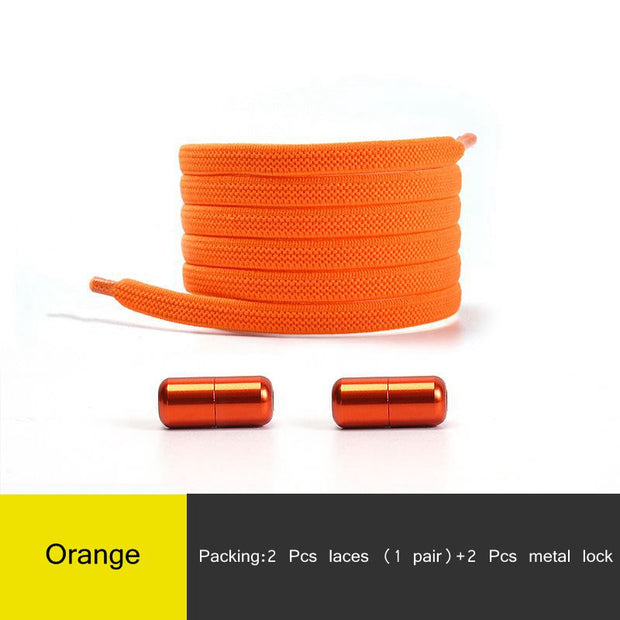 1Pair Multicolor Lock Elastic Sneaker Laces For Kids Adults and Elderly No Tie Shoelaces Quick Elastic Athletic Running Shoelace 0 DailyAlertDeals Orange China 