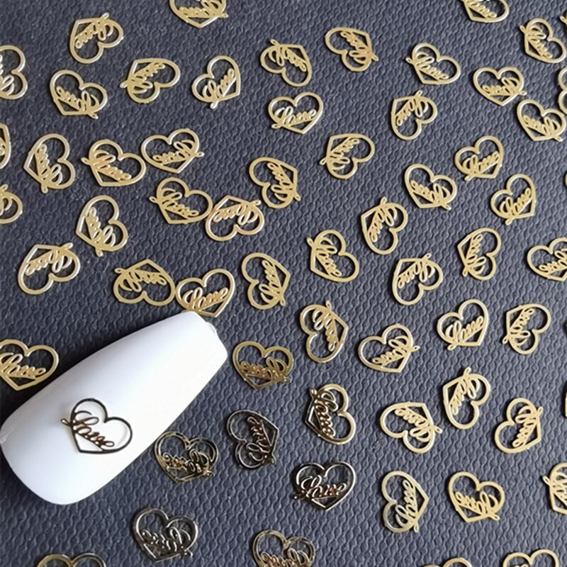 100Pcs/Lot Gold Metal Nail Decals Ultra-thin Flakes Nail Bling Rhinestone Cute 3D Nail Art Decorations Charm Nail Art Rivets 0 DailyAlertDeals