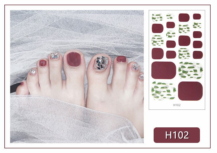 22tips Korea Toe Nail Sticker Wraps Adhesive Decals Toenail Polish Strips DIY Pedicure Foot Decals Manicure Women nail art DailyAlertDeals H102  