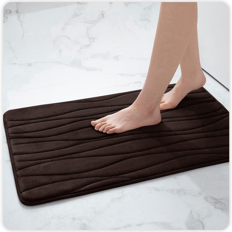 Memory Foam Bath Mat Anti-Slip Shower Carpet Soft Foot Pad Decoration Floor Protector Absorbent Quick Dry Bathroom Rug Mats & Rugs DailyAlertDeals 43x61cm(17x24inch) China brown 1