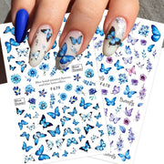 Nail Blue Butterfly Stickers Flowers Leaves Self Adhesive Decals 3D Transfer Sliders Wraps Manicure Foils DIY Decorations Tips 0 DailyAlertDeals   