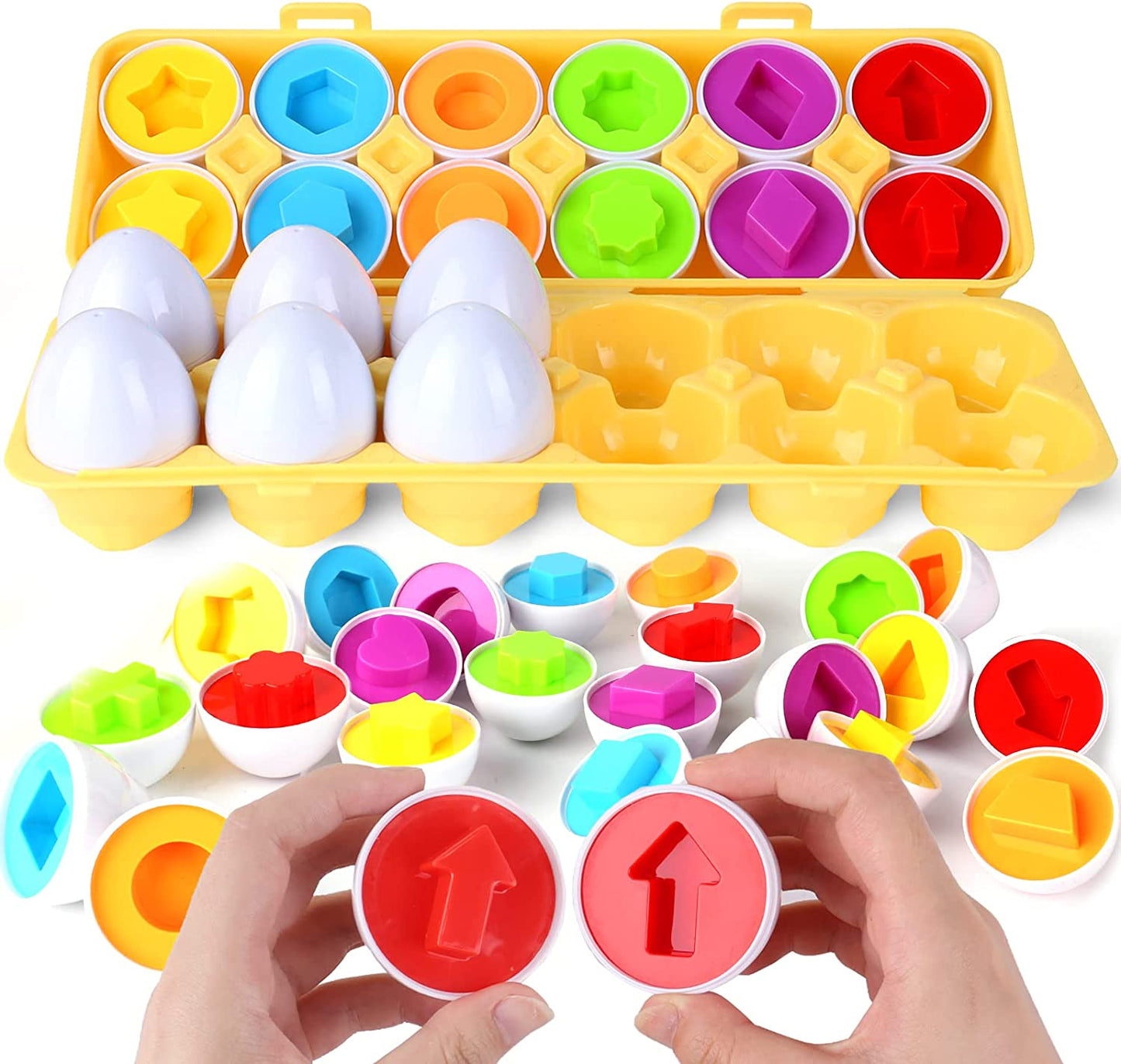 12PCS Montessori Education Early Learning Puzzle Geometric Shape Math Alphabet Game Baby Smart Plastic Material Egg Toys For Kid Kids toys DailyAlertDeals   