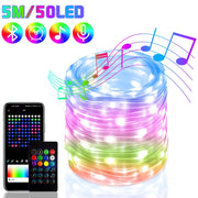 Fairy Lights RGB Smart Bluetooth Control USB LED String Lamp Outdoor App Remote Control Home Corridor Garland Lights Decoration Party Lights For Wedding Xmas DailyAlertDeals 5M 50LEDs China 