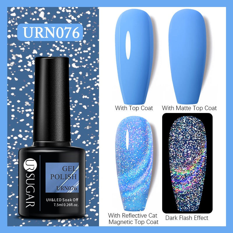 UR SUGAR Holographic Gel Reflective Cat Magnetic Nail Gel Polish Soak Off Laser Gel Glitter Varnish Manicure Nail Art Design Magnetic Nail Gel Polish DailyAlertDeals URN076  