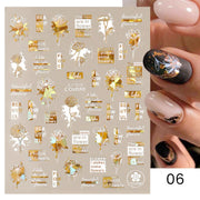 Harunouta Gold Leaf 3D Nail Stickers Spring Nail Design Adhesive Decals Trends Leaves Flowers Sliders for Nail Art Decoration 0 DailyAlertDeals CJ-033  