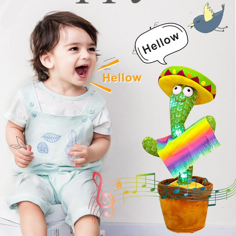 Lovely Talking Wiggle Dancing Cactus Doll Repeat English Songs Plush Cactus Toys for Babies Christmas Toy Gift Lovely Talking Toy Dancing Cactus Doll DailyAlertDeals   