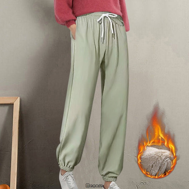 New Thick Fleece Guard Pants Women Casual Harlan Pants Versatile Straight Pants Trendy Ankle-Length Trousers Warm Sweatpants 0 DailyAlertDeals green S 40-45Kg USA