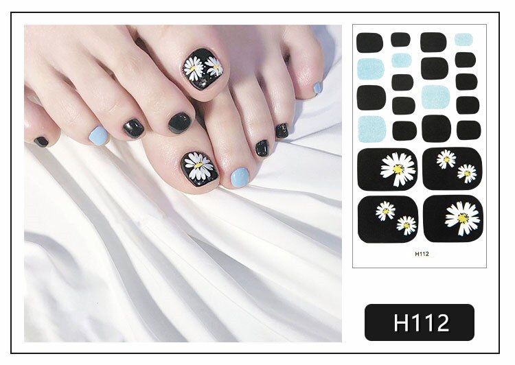 22tips Korea Toe Nail Sticker Wraps Adhesive Decals Toenail Polish Strips DIY Pedicure Foot Decals Manicure Women nail art DailyAlertDeals H112  