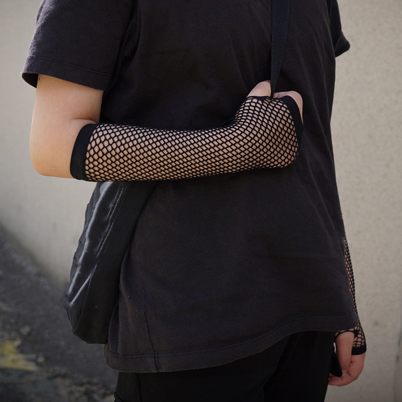 Stylish Long Black Fishnet Gloves Womens Fingerless Gloves Girls Dance Gothic Punk Rock Costume Fancy Gloves Fingerless Gloves DailyAlertDeals   