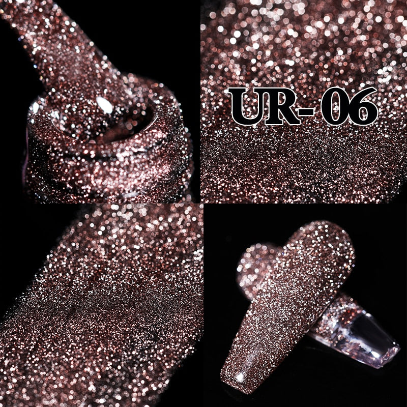 UR SUGAR Sparkling Gel Nail Polish Reflective Glitter Nail Gel Semi Permanent Nail Art Varnish For Manicures Need Base Top Coat 0 DailyAlertDeals Reflective Cat UR-06  