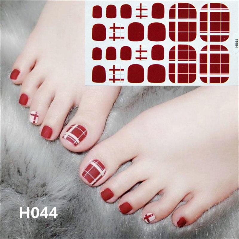 22tips Korea Toe Nail Sticker Wraps Adhesive Decals Toenail Polish Strips DIY Pedicure Foot Decals Manicure Women nail art DailyAlertDeals H044  