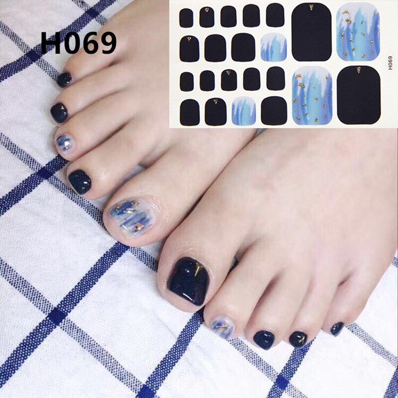 22tips Korea Toe Nail Sticker Wraps Adhesive Decals Toenail Polish Strips DIY Pedicure Foot Decals Manicure Women nail art DailyAlertDeals H069  