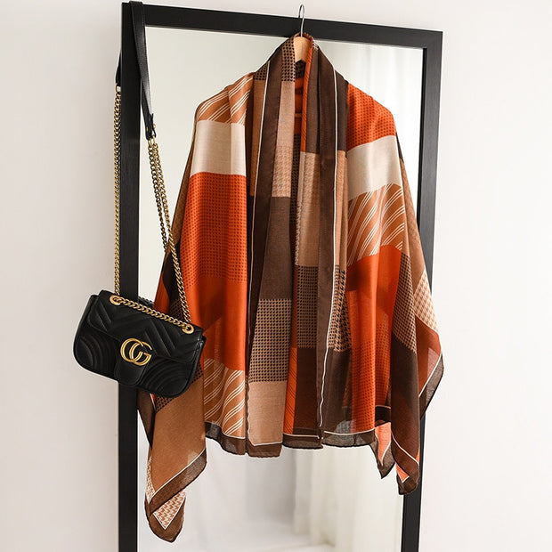 2022 New Design Brand Women Scarf Fashion Print Cotton Spring Winter Warm Scarves Hijabs Lady Pashmina Foulard Bandana Plaid 0 DailyAlertDeals WJ141-3 180x90cm 
