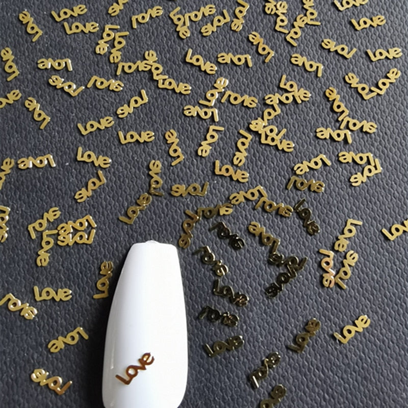 100Pcs/Lot Gold Metal Nail Decals Ultra-thin Flakes Nail Bling Rhinestone Cute 3D Nail Art Decorations Charm Nail Art Rivets 0 DailyAlertDeals