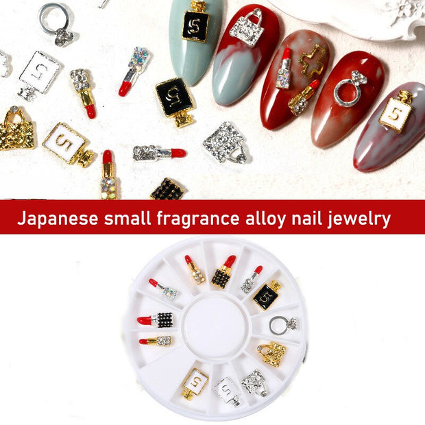12Pcs Alloy Nail Charms Handbag Lipstick Nail Charms Gold 3D Crystal Gems Luxury Jewelry Charms Rhinestones for Nails DIY Art 0 DailyAlertDeals   