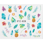 1/4 Pcs Simple Green Theme Nail Water Decal Stickers Summer DIY Slider For Manicuring Watercolor Flower Leaf Nail Art Watermark 0 DailyAlertDeals SF182  