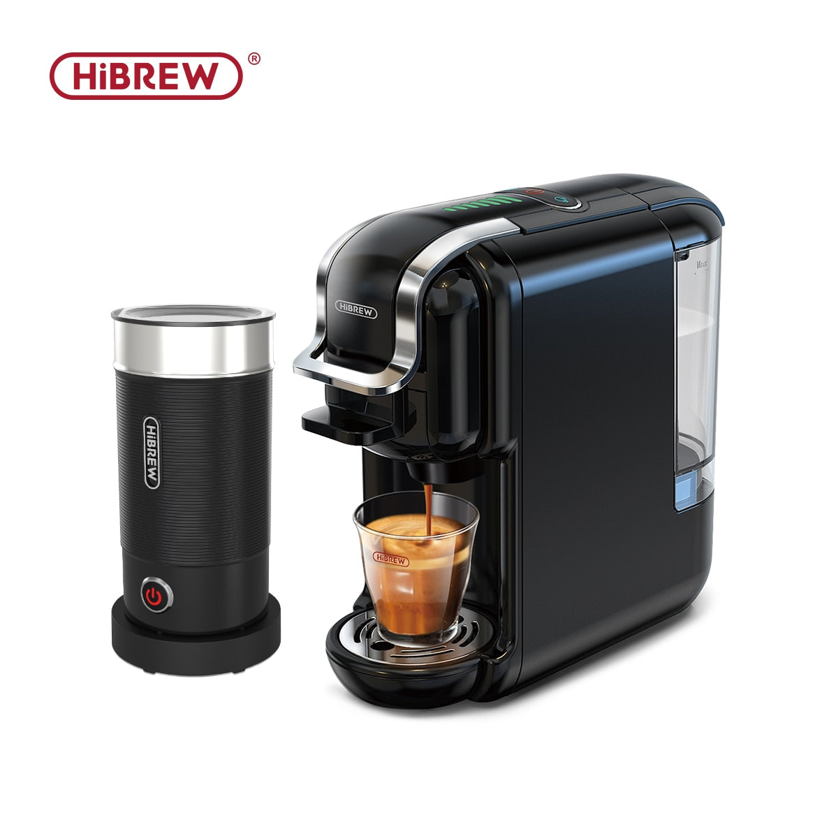 HiBREW Multiple Capsule Coffee Machine, Hot/Cold Dolce Gusto Milk Nespresso Capsule ESE Pod Ground Coffee Cafeteria 19Bar 5 in 1 Brew Multiple Capsule Coffee Machine DailyAlertDeals H2B M1A BK China US