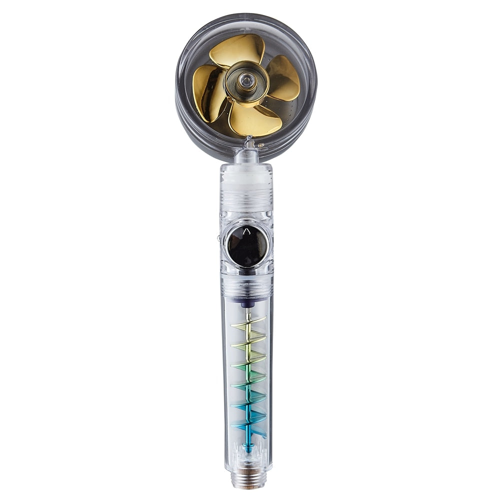 Strong Pressurization Spray Nozzle Water Saving  Rainfall 360 Degrees Rotating With Small Fan Washable Hand-held Shower Head Hand Shower DailyAlertDeals colorful gold  