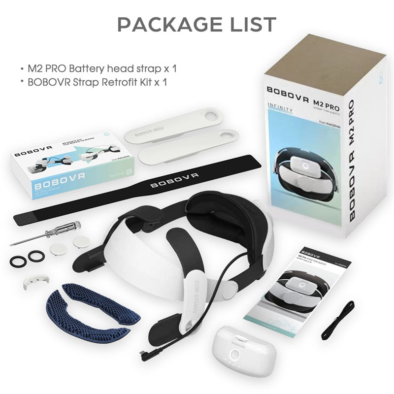 BOBOVR M2 Pro Battery Head Strap For Oculus Quest 2 Elite Halo Strap with 5200mAh Battery Pack for Meta Quest2 VR Accessories Immersive VR for oculus DailyAlertDeals Poland set 7 