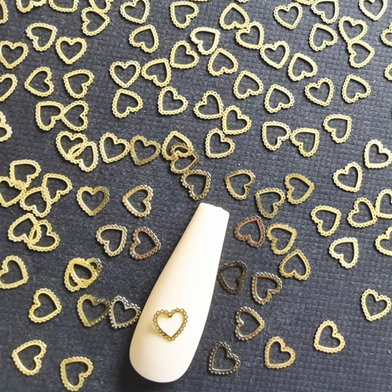 100Pcs/Lot Gold Metal Nail Decals Ultra-thin Flakes Nail Bling Rhinestone Cute 3D Nail Art Decorations Charm Nail Art Rivets 0 DailyAlertDeals 637  