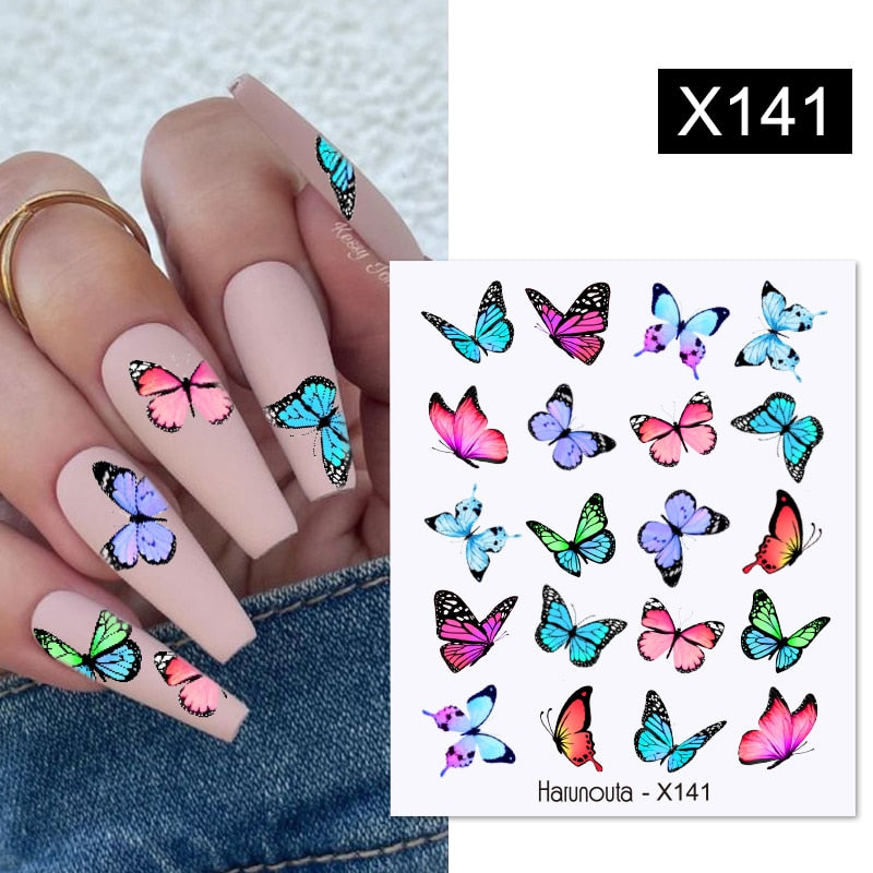 Harunouta Geometric Color Block Line Leaf Flower Water Decal Sticker Spring Simple DIY Slider For Manicuring Nail Art Watermarks 0 DailyAlertDeals