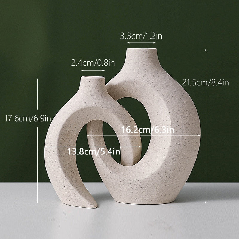 Nordic Table top Decorative Ceramic Vases Interlock Flower Vase Pottery Decor Living Room Home Decoration Flower vases DailyAlertDeals Default Title  