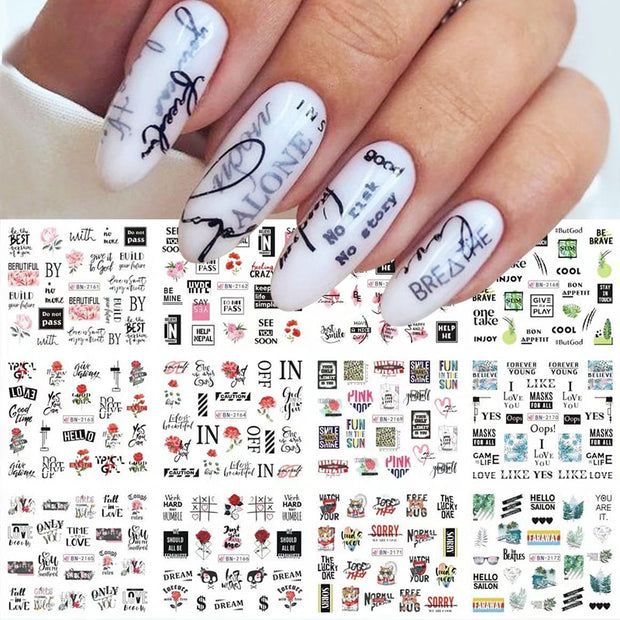 12 Designs Nail Stickers Set Mixed Floral Geometric Nail Art Water Transfer Decals Sliders Flower Leaves Manicures Decoration 0 DailyAlertDeals Flower 01  