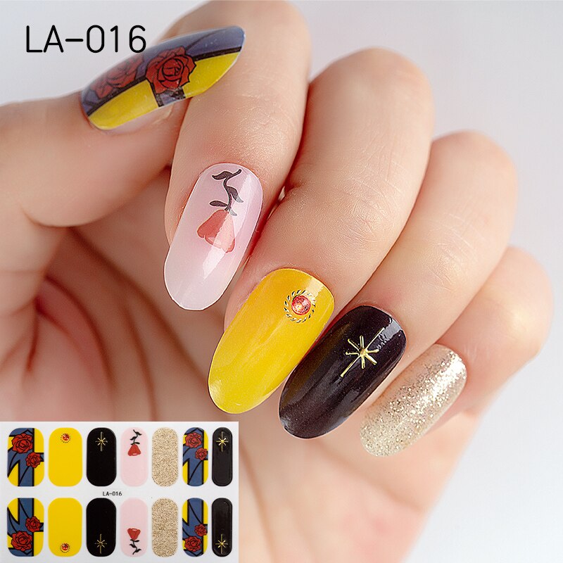 22tips Korea Toe Nail Sticker Wraps Adhesive Decals Toenail Polish Strips DIY Pedicure Foot Decals Manicure Women nail art DailyAlertDeals LA-016(14Tips)  