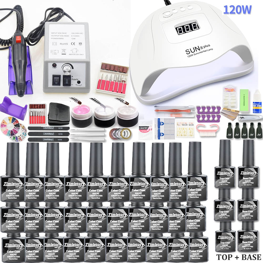 Gel Nail Polish Set 20000-35000RPM Nail Drill Machine Kit With UV LED Lamp Manicure Tools Kit Nail Art Set UV Builder Nail Gel Electric Manicure Drill & Accessory DailyAlertDeals 20000RPM 120W 30pcs China 