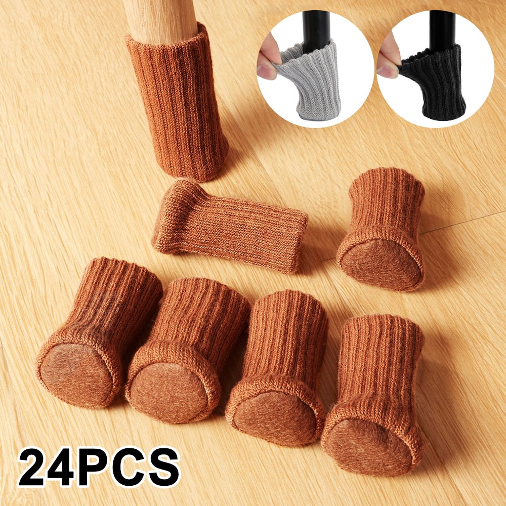 24PCS Table Legs Socks Knitted Chair Cover Furniture Legs Sock Chair Leg Protector Cover Legs For Furniture Chair Leg Caps Furniture Legs Sock DailyAlertDeals   