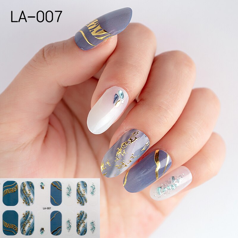 22tips Korea Toe Nail Sticker Wraps Adhesive Decals Toenail Polish Strips DIY Pedicure Foot Decals Manicure Women nail art DailyAlertDeals LA-007(14Tips)  