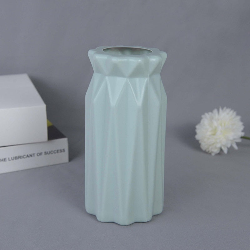 Modern Glass Flower Vase White Pink Blue Plastic Vase artificial flora Pot Basket Nordic Home Living Room Decoration Ornament Flower Arrangement Vase DailyAlertDeals B03 1  