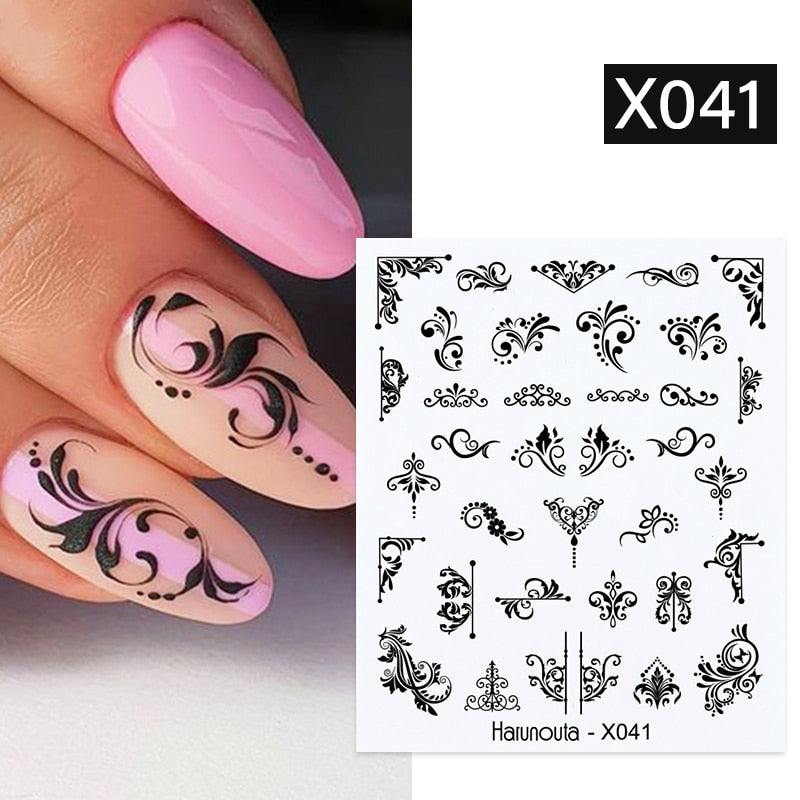 Harunouta Autumn Flowers Leaves Line Patter Nails Sticker Nail Art Decorations Decals Water Transfer Slider Foil Manicures Wraps 0 DailyAlertDeals X041  