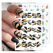 Harunouta Silver Black Geometric Textured Lines Stripe 3D Nail Sticker Flower Leaves Self Adhesive Transfer Sliders Paper Nail Stickers DailyAlertDeals   
