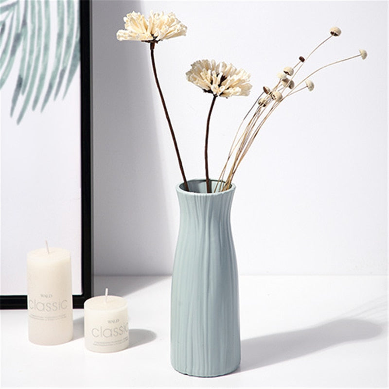 Home Nordic Plastic Vase Simple Small Fresh Flower Pot Storage Bottle for Flowers Living Room Modern Home Decoration Ornaments Vases DailyAlertDeals A-Green-L  